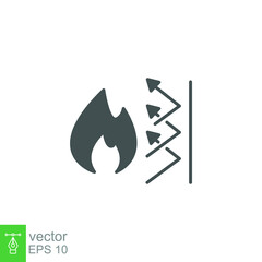 fireproof icon. Fireproofing support. Fire insulation, fire security system. Thermal reflective of flame burn. Danger protection Solid, Glyph. vector illustration. Design on white background. EPS 10
