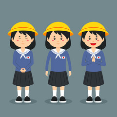 Japanese Elementary School Character with Expression