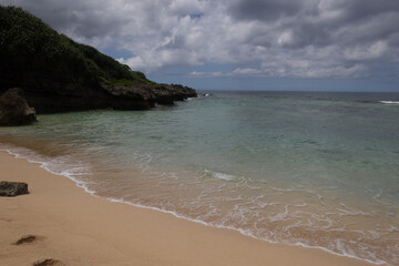 Fototapeta na wymiar Heart Rock Beach in Kourijima, Okinawa