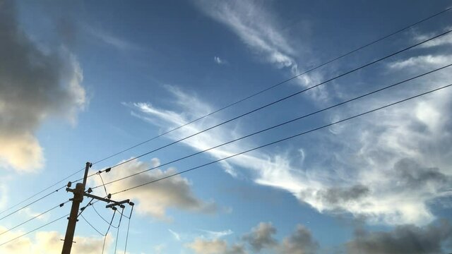 夕暮れ前の空の立体的な雲の流れ　タイムラプス映像