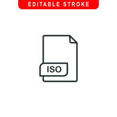 ISO File Outline Icon. ISO Document Line Art Logo. Vector Illustration. Isolated on White Background. Editable Stroke