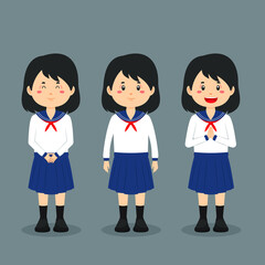 Japanese High School Character with Expression
