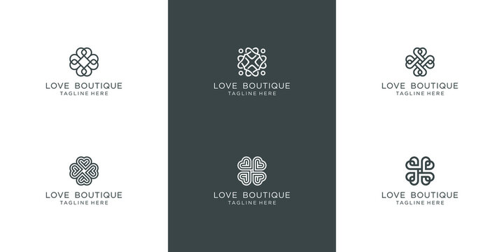 Abstract love clover logo design