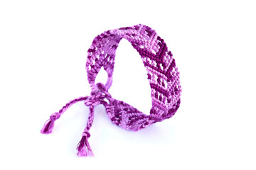 DIY woven tied friendship bracelet with unusual braiding. Summer accessory
