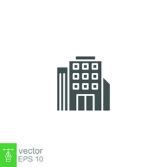 Our Services Building, Office glyph icon. High rise office construction, conference room. apartment house, business area. flat or solid pictogram Vector illustration. design on white background. EPS10
