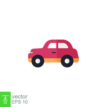 Flat Design Style Car icon. automobile transportation pictogram. red sedan automotive logo simple logo for website and mobile application. vector illustration design on white background. EPS 10