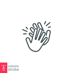 Naklejka na ściany i meble Clapping hand icon. Clap your hands. Hand clap for applause gesture logo. standing ovation Cheerful appreciation for web and app. editable stroke Vector illustration design on white background. EPS 10