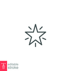 Star award line icon. simple star rating for symbol, contest winner sign, favorite rate achievement for web and app. Editable stroke vector illustration design on white background. EPS 10