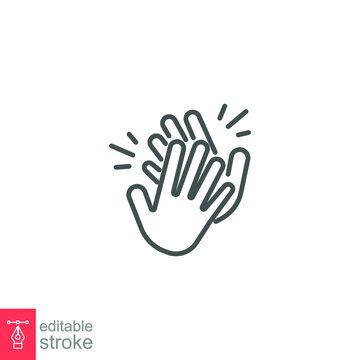 Clapping hand icon. Clap your hands. Hand clap for applause gesture logo. standing ovation Cheerful appreciation for web and app. editable stroke Vector illustration design on white background. EPS 10