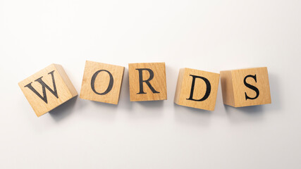 The word WORDS was created from wooden cubes. education concept.