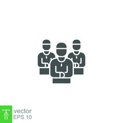 Glyph Ramadan icon Islam, pray,  praying, salat, shalat icon. Different standing praying Muslim prayer congregation Islamic men spiritual culture Vector illustration design on white background. EPS 10