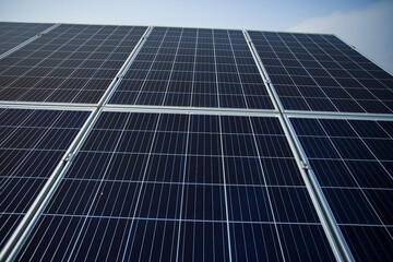Fototapeta premium Close-up of solar panels against the sky. Natural energy