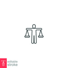 Ethics  icon. Person with a scale  balance business corporate can be used for web and mobile perfect morality logo. Editable stroke vector illustration design on white background. EPS 10