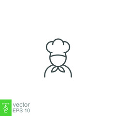 chef icon, cook, logo, outline style. Chef in a cooking hat. Kitchen and restaurant serving concept for topics like catering food service. Vector illustration. design on white background. EPS 10