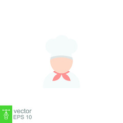 chef icon, cook, logo, flat style. Chef in a cooking hat. Kitchen and restaurant serving concept for topics like catering food service. Vector illustration. design on white background. EPS 10