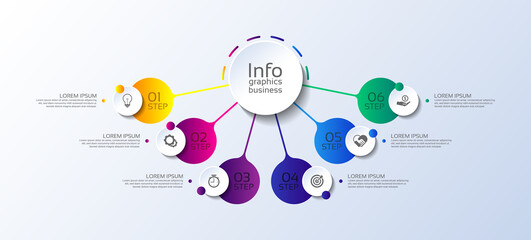 Presentation business infographic template circle colorful with 6 step