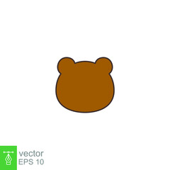 animal, bear head shape icon filled outline style. Teddy bear simple avatar character. Soft baby toy face logo for animal cat cartoon. Vector illustration. design on white background. EPS 10 