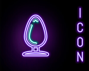 Glowing neon line Anal plug icon isolated on black background. Butt plug sign. Fetish accessory. Sex toy for men and woman. Colorful outline concept. Vector