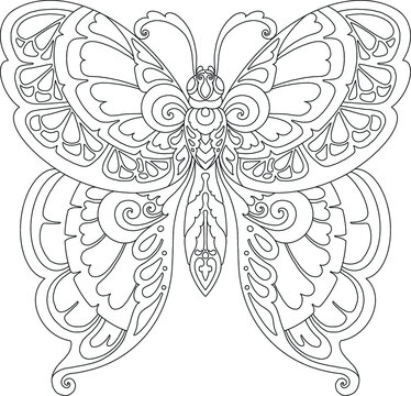 butterfly mandala design for coloring page print