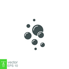 Bubble icon solid style. Clear water splash. Soap foam, fizzy drink, oxygen bubble pictogram symbol. Fresh aqua drop for wet sign. Vector illustration design on white background. EPS 10