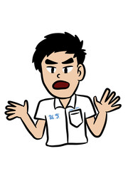 cute man cartoon on white background