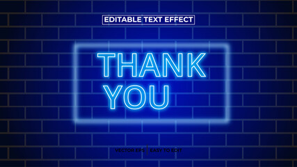 Thank You 3d Light Effect editable text effect template style Premium Vector