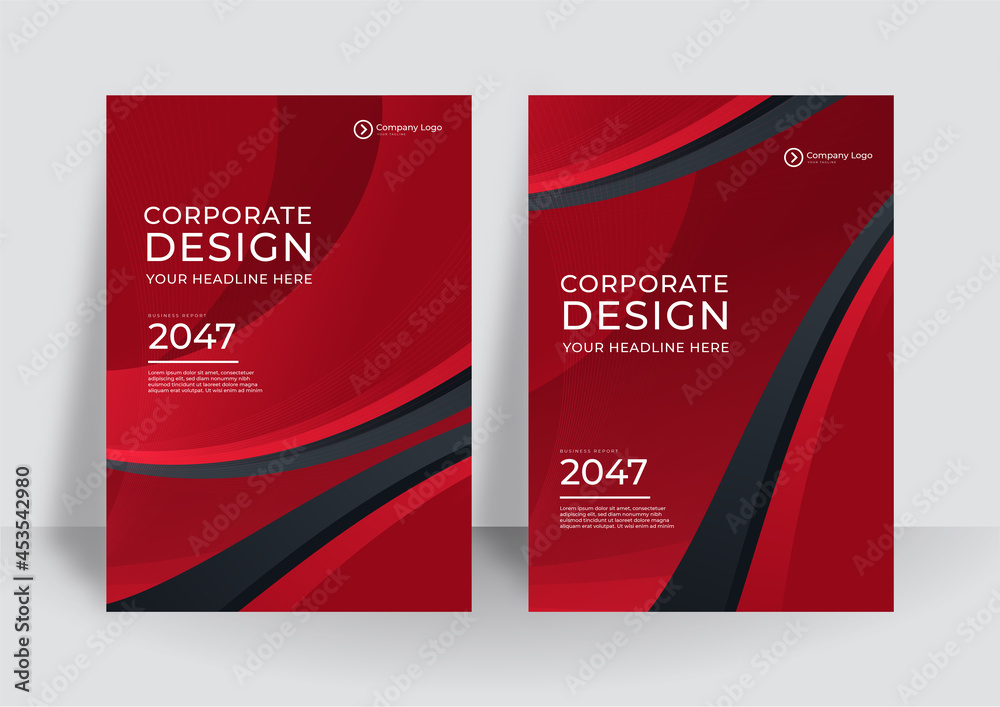 Poster abstract red black geometric brochure design template. red black business brochure pages. abstract r