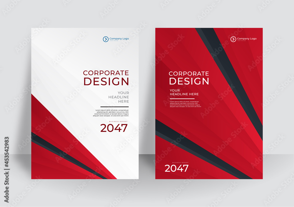 Poster abstract red black geometric brochure design template. red black business brochure pages. abstract r