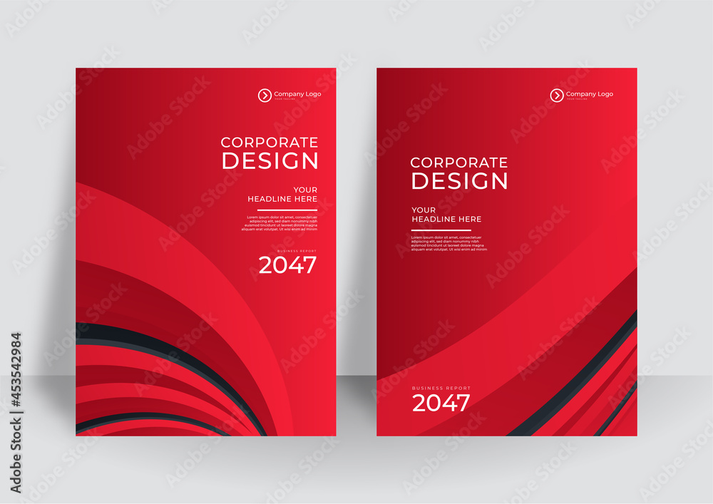 Aufkleber modern red abstract cover design template background. vector vertical flyers with red paper cut wave