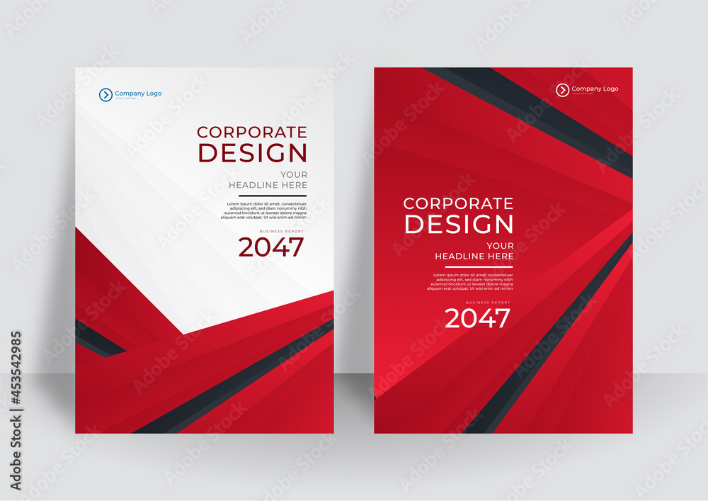 Poster modern red abstract cover design template background. vector vertical flyers with red paper cut wave