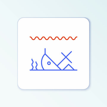 recommend clip art: Line Sunken ship at the bottom of the sea icon isolated on white background. Colorful outline concept. Vector