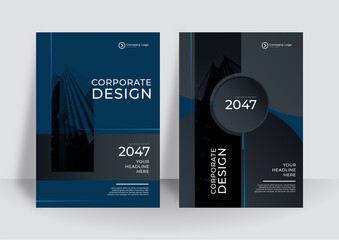 Black and blue flyer cover business brochure vector design, Leaflet advertising abstract background, Modern poster magazine layout template, Annual report for presentation.