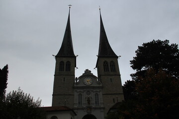 Fototapeta na wymiar The Church of St. Leodegar (Hofkirche St. Leodegar) Lucerne, Switzerland