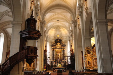 Fototapeta na wymiar Inside The Church of St. Leodegar (Hofkirche St. Leodegar) Lucerne, Switzerland