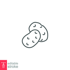 Potato vegetable icon. Potatoes french fries, brown tasty vegetable. Raw Organic food for infographics decoration. Editable stroke. Outline style Vector illustration. Design on white background EPS 10