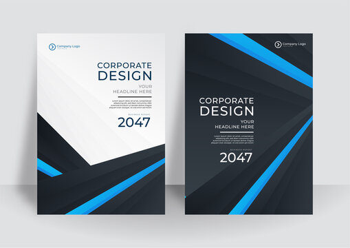 Black and blue flyer cover business brochure vector design, Leaflet advertising abstract background, Modern poster magazine layout template, Annual report for presentation.
