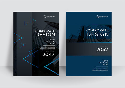 Black and blue flyer cover business brochure vector design, Leaflet advertising abstract background, Modern poster magazine layout template, Annual report for presentation.