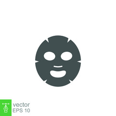 Facial sheet mask icon. Cosmetology, medicine health care. skin care beauty product packaging. Cosmetic spa product for clean skin. solid style. vector illustration. design on white background. EPS 10