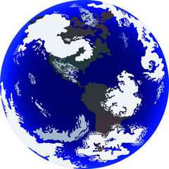 Blue Earth showing North and South American continent in vector icon.