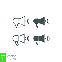 Obraz premium megaphone icon, speaker. Line and solid style. loudspeaker Audio speaker volume or music speaker Promotion symbol for web site Computer & mobile. vector illustration design on white background EPS 10