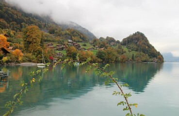 Lake Brienz in Iseltwald in the Bernese Oberland region of Switzerland.