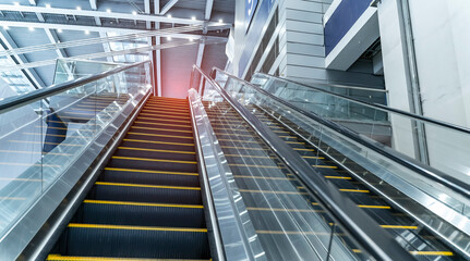 ascending escalator in a public transport area