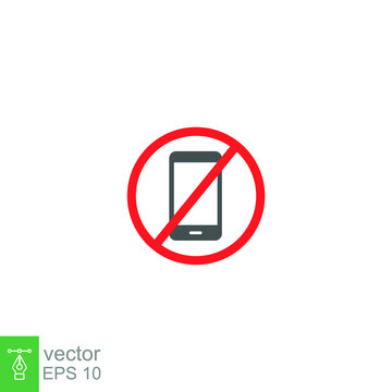 Prohibition no mobile phone icon. Flat style. Mobile Phone prohibited. No cell phone sign. Do not use your handphone. No talking and calling. vector illustration design on white background. EPS 10
