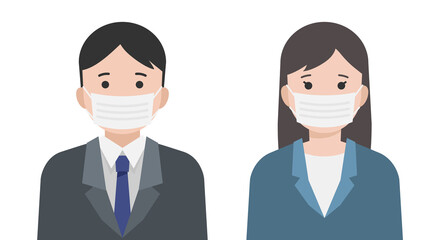 マスクをつけた会社員のイラスト
