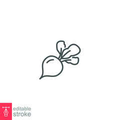 Radish icon, nature vegetable and fruits food. Beetroot, Horseradish, Organic food. herbs healthy fresh natural and market theme. Editable stroke. vector illustration design on white background EPS 10