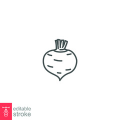 Beetroot icon. Nature food. Vegetarian, vegetable, veggies. Sugar beet logo. Fresh radish beets with leaves for apps and websites outline style. vector illustration. design on white background EPS 10