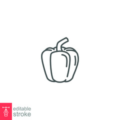 paprika icon. organic fresh nature vegetable food. Capsicums Bulgarian pepper to cook healthy food. Raw fresh veggie editable stroke outline style vector illustration design on white background EPS 10