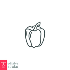 paprika icon. organic fresh nature vegetable food. Capsicums Bulgarian pepper to cook healthy food. Raw fresh veggie editable stroke outline style vector illustration design on white background EPS 10