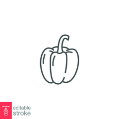 paprika icon. organic fresh nature vegetable food. Capsicums Bulgarian pepper to cook healthy food. Raw fresh veggie editable stroke outline style vector illustration design on white background EPS 10