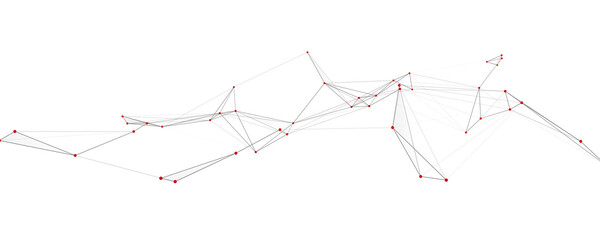 Abstract plexus mesh. Red points and gradient triangles. Polygonal geometric pattern. Background with place for text. Vector illustration.